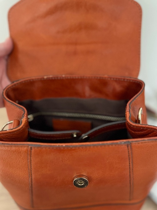 Divina Firenze Genuine Leather Orange 3 in 1 Purse Crossbody Backpack Italy main image 6